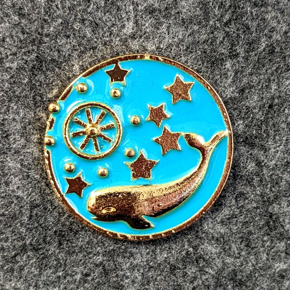 Star Whale Pin - Blue & Gold - Nautical